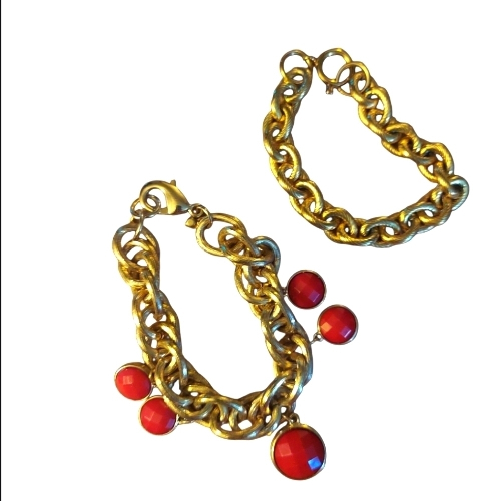 2 Vintage Goldtone Chunky Bracelets